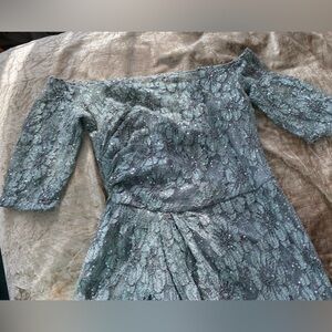 David Meister Eucalyptus Lace Off the Shoulder Dress Size 8